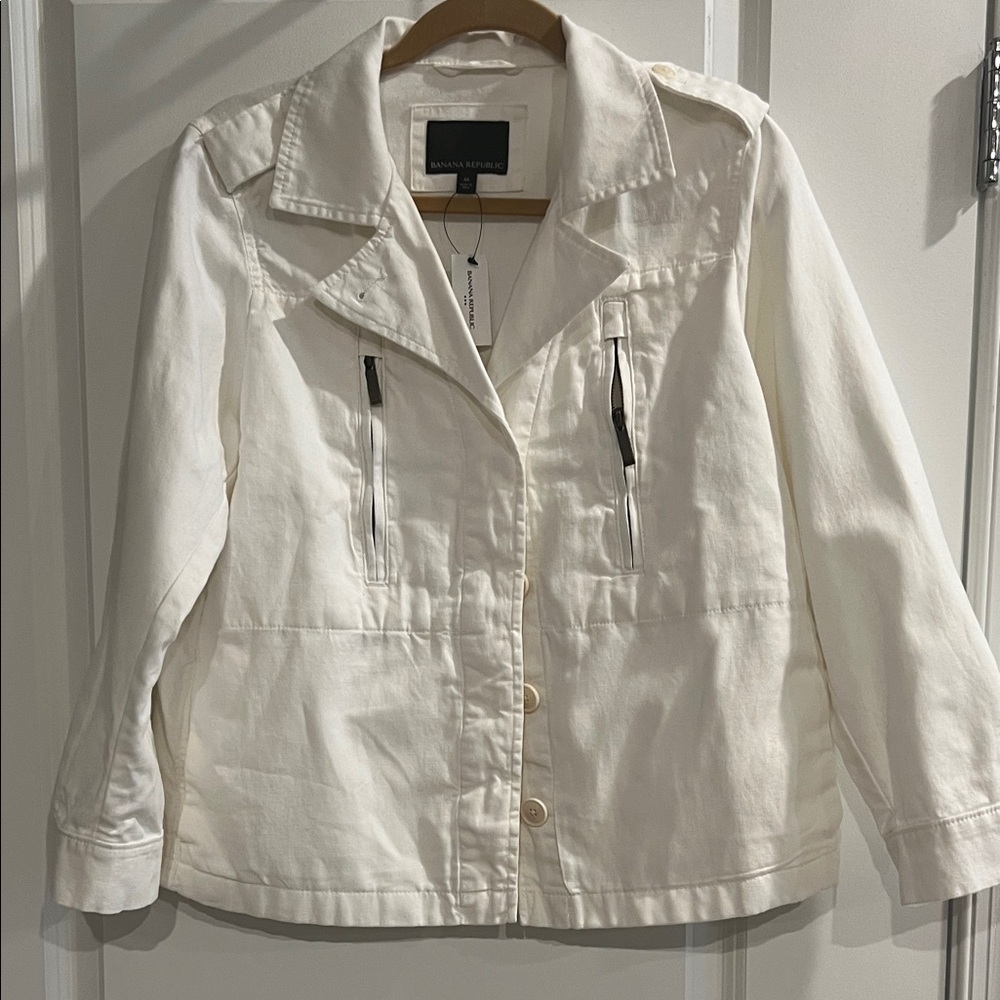 Banana Republic Cropped French White  Utility Jacket